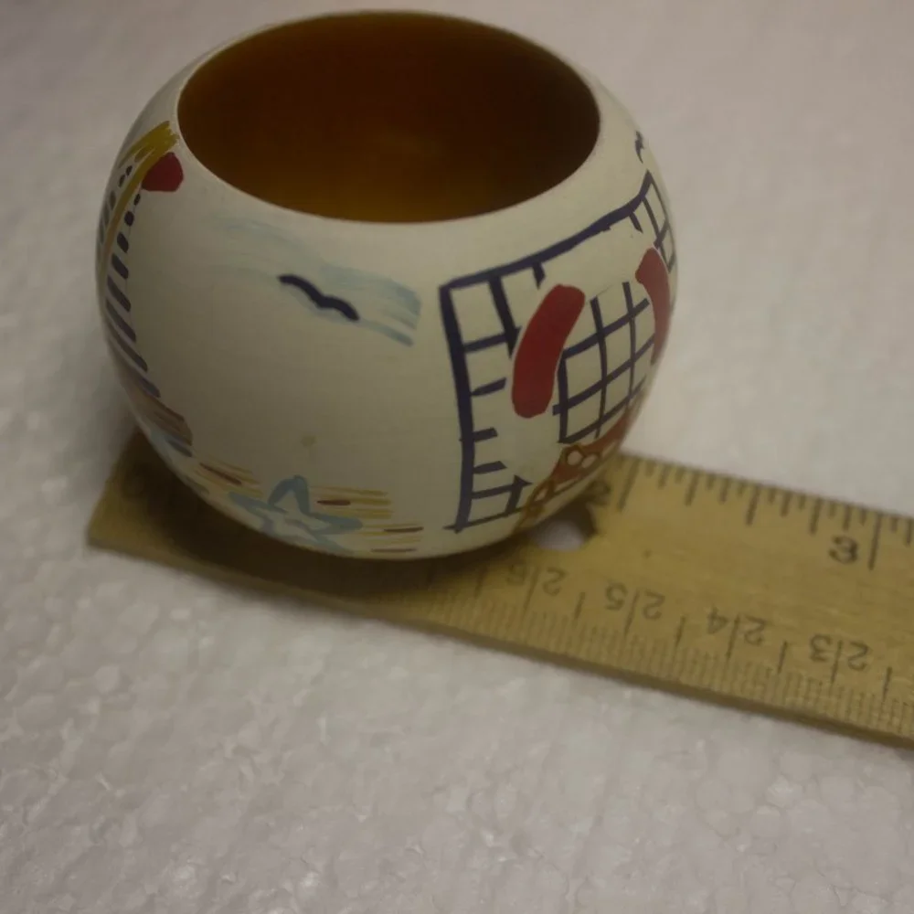 Nautical Napkin Rings 4 Piece Set Wood Anchor Sailboat Knots 1 1/2